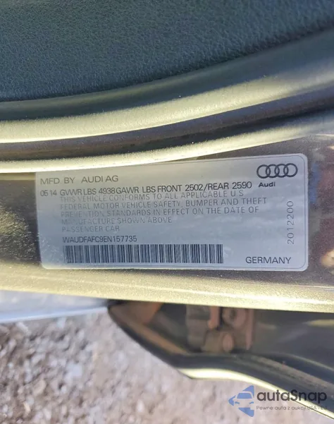 2014 Audi A6 Premium Plus z USA, uszkodzony, nr VIN WAUDFAFC9EN157735